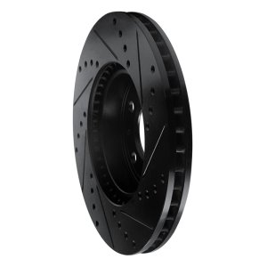 Volvo C70 Brake Rotor (1) - Front Left - R1 Concepts - Drilled & Slotted - Black - `95-`04